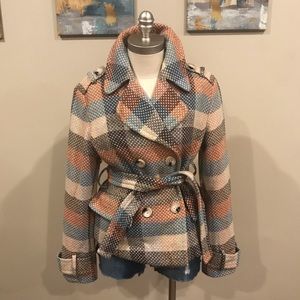 Short checkered pea coat